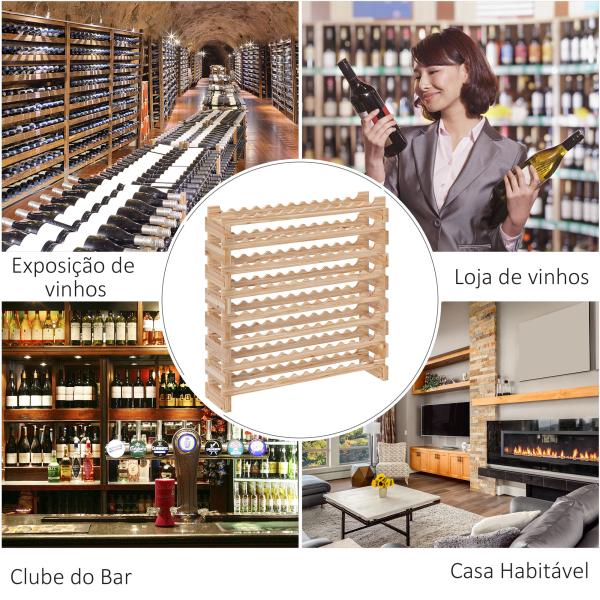 Suporte para Garrafas de Vinho para 96 Garrafas com 8 Níveis Suporte para Vinhos Vertical 114x28x113,5 cm Madeira