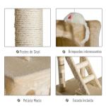 Arranhador para Gatos Centro de Atividade com Poste Cor: Bege - 60 x 50 x 180 cm