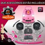 Motor de Caminhão para Crianças com 61 Peças Volante Buzina Faróis Caixa de Armazenamento e Rodas 40x39x47 cm Rosa