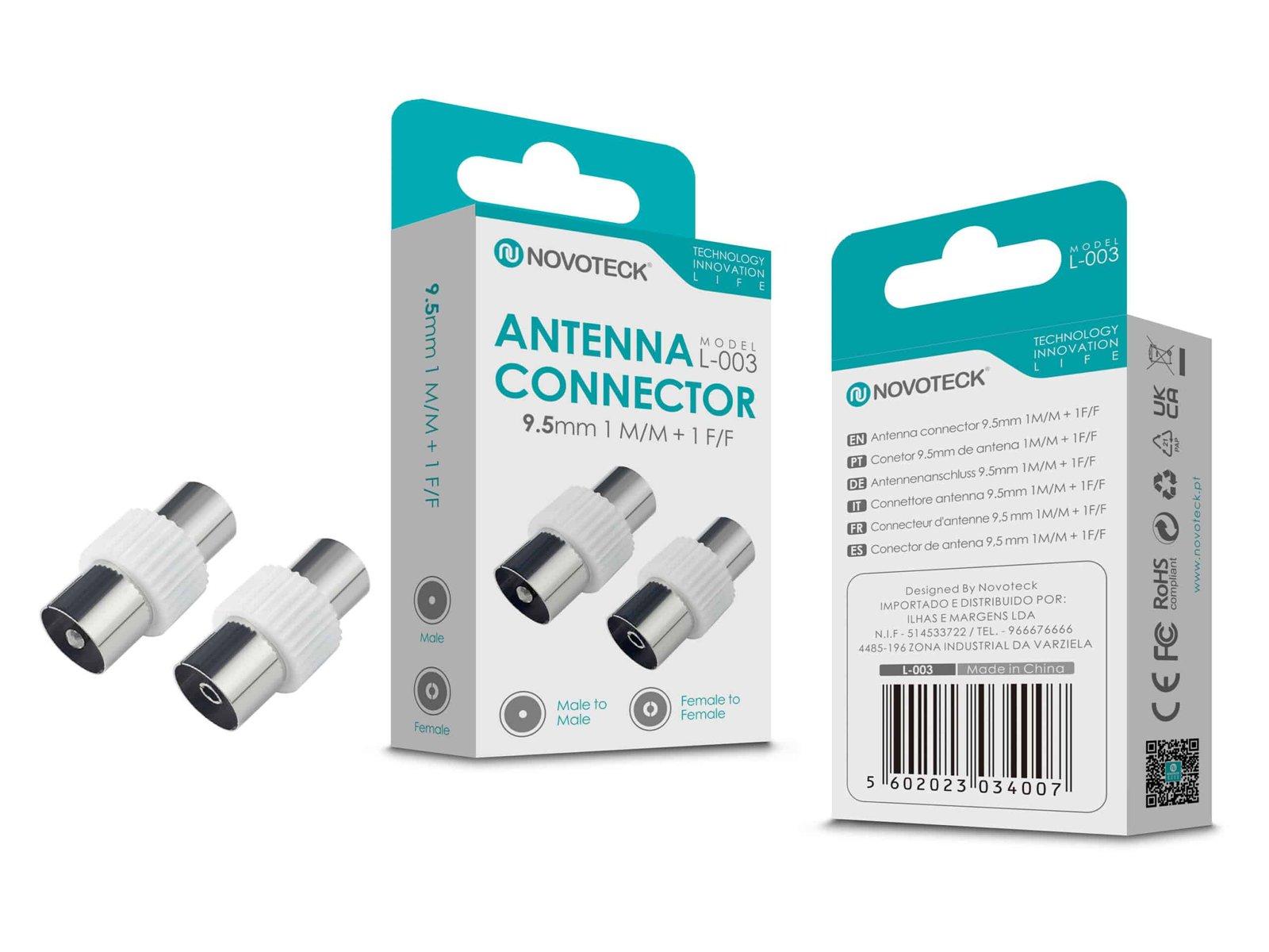 Conector de Antena NOVOTECK L-003 - Adaptadores M/M e F/F Inclusos, Instalação Fácil, Conexão de Alta Qualidade
