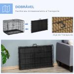 Gaiola para Cães com 2 Portas Gaiola para Animais de Estimação Dobrável com Alça de Transporte Aço 92x57x62,5cm Preto