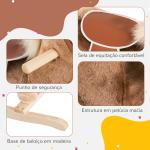 Cavalo de Brincar para crianças +3 anos com Pegas Estrutura Metálica e Base em Madeira Carga 40 kg 74x33x62 cm Castanho