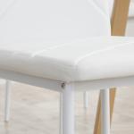 Conjunto de 4 Cadeiras de Sala de Jantar Estofadas em Couro Sintético com Encosto Alto e Pés de Aço 41x50x97cm Branco