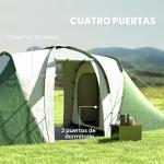 Tenda de Campismo Familiar para 4 - 6 Pessoas com 2 Dormitórios Impermeável 3000 mm com Bolsa 555x225x190 cm Cinza e Verde
