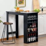 Mesa Bar de Bistrô com 3 Prateleiras com Suporte Estilo Moderno para Cozinha Sala de Estar Estrutura de Melamina 112x57x106cm Preto