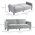 Sofá de 2 Lugares Convertível em Cama de Estofado Aveludado com Encosto Ajustável para Sala 189x80,5x78,5 cm Cinza Claro