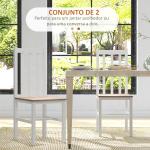 Conjunto de 2 Cadeiras de Sala de Jantar com Encosto de Ripas Estrutura de Madeira de Pinho 38,5x47,5x99 cm Branco