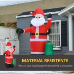 Pai Natal Insuflável com Saco de Presentes 3 Luzes LED IP44 e Inflador Elétrico Decoração de Natal para Interiores e Exteriores 148x85x240cm Vermelho e Verde