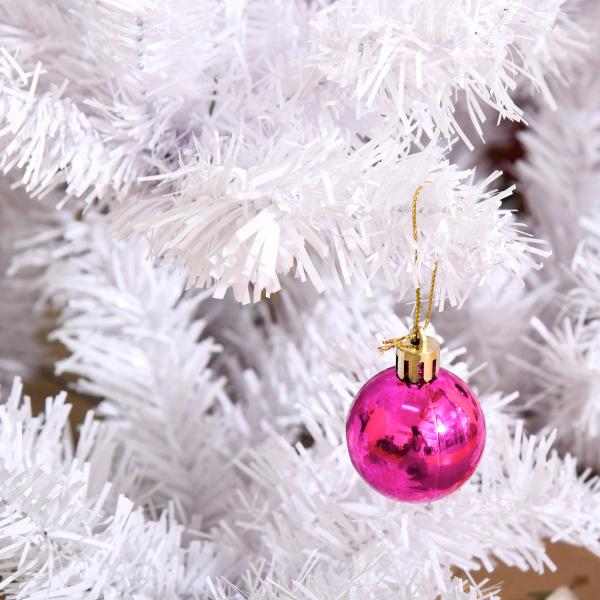 Árvore de Natal Artificial 150cm com 680 Ramos de PVC 48 Decorações Incluidas Decoração de Natal Φ85x150cm Branco