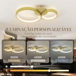 Candeeiro de Teto LED 40W Candeeiro Moderno com Iluminação LED 3000K/4000K/6500K 59x38x7,4 cm Dourado