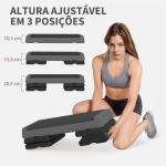 Step para Fitness Antideslizante Altura Regulável 3 Níveis de 10,5/15,5/20,5 cm Capacidade 250 kg 77x36x20,5 cm Cinza e Preto