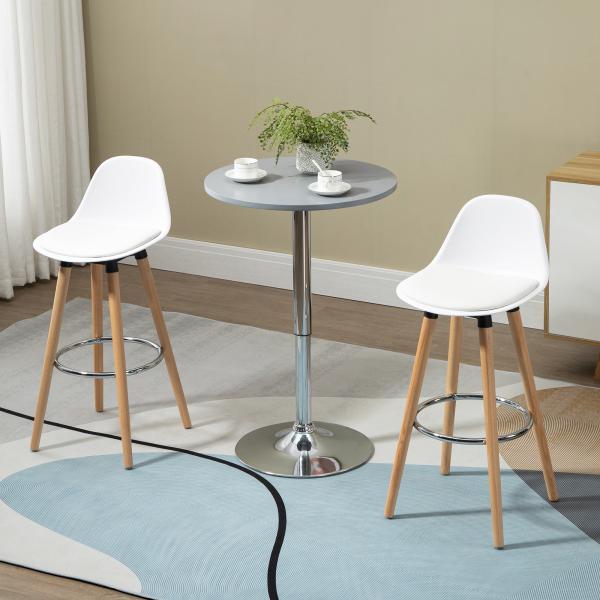 Conjunto de 2 Bancos de Bar Estofados em PU Bancos Altos de Cozinha com Assento de 69 cm 43x43x91 cm Branco