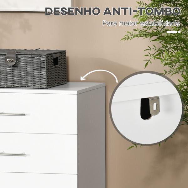 Cómoda com 4 Gavetas Cómoda de Dormitório de Estilo Moderno para Sala de Estar Entrada Corredor 112x38,2x81cm Branco
