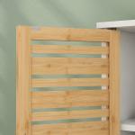 Móvel para Lavatório Móvel Sob Lavatório Moderno com Portas Magnéticas de Bambu e Estante Ajustável 60x30x60 cm Branco e Madeira