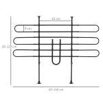 Grade de Segurança de Carro para Cães Ajustável em Largura e Altura 87 - 135x85x120cm Grade Separadora para Porta Malas de Carro Universal Metal Preto