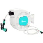 Carretel de Mangueira Retrátil de Parede de 25+2 m e Bloqueio de Retorno Automático Bocal com 7 Funções e Giro de 180° 55x20x42 cm Cinza Claro