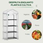 Estufa de Jardim com 4 Prateleiras e Cobertura de PE Estufa de Aço para Cultivo de Plantas Flores 70x50x160cm Branco