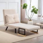 Poltrona Convertível em Cama Poltrona 3 em 1 Convertível em Cama com Encosto Ajustável em 5 Níveis 63x73x81 cm Bege