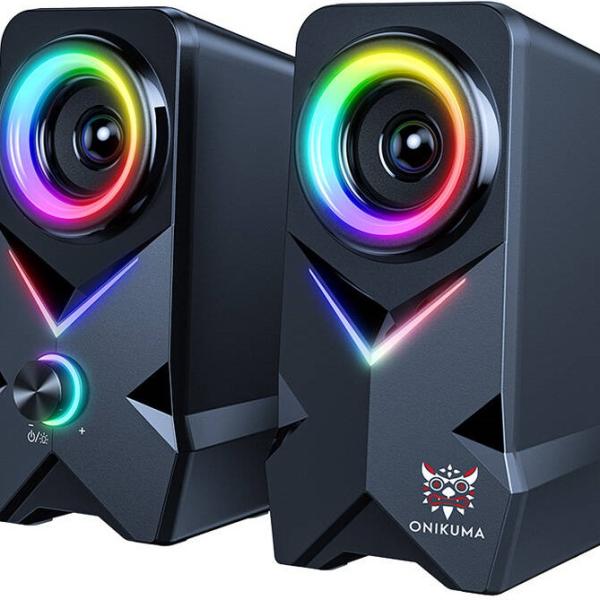 Colunas Gaming RGB 2x 5W (Preto) - ONIKUMA