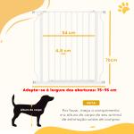 Barreira de Segurança para Cães 75 - 85 cm para Portas e Escadas, Dupla Direção, Duplo Bloqueio, Branco