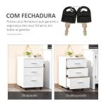 Bloco de Gavetas para Escritório Móvel de Arquivos com 3 Gavetas e Fechadura para Secretária Casa 40x40x61,5 cm Branco