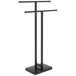 Toalheiro de Pé de Metal Escada para Casa de Banho com 2 Barras em Forma de T Design Moderno 50x18,5x85 cm Preto
