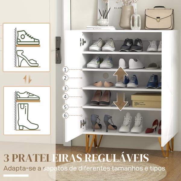 Móvel Sapateira de Entrada Armário Sapateira com Prateleiras Ajustáveis para 15 - 20 Pares de Sapatos 72x31,5x95 cm Branco