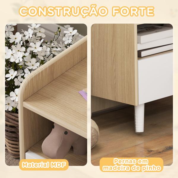 Mesa de Cabeceira Infantil de Madeira Mesa de Cabeceira para Crianças com Gaveta Bordas Redondas 40x32,5x40 cm Branco e Madeira