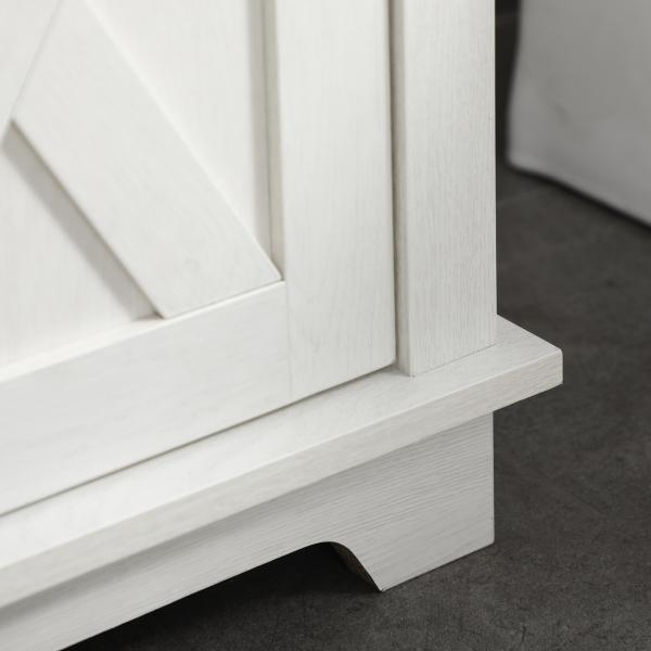 Móvel para Lavatório Pousar de Madeira Armário Casa de Banho com 2 Portas e Prateleira 60x30x60 cm Branco e Madeira