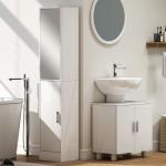 Móvel para Lavatório Pousar com 2 Portas de MDF 2 Prateleiras e Sistema Anti - Tombo para Casa de Banho 60x35x60 cm Branco