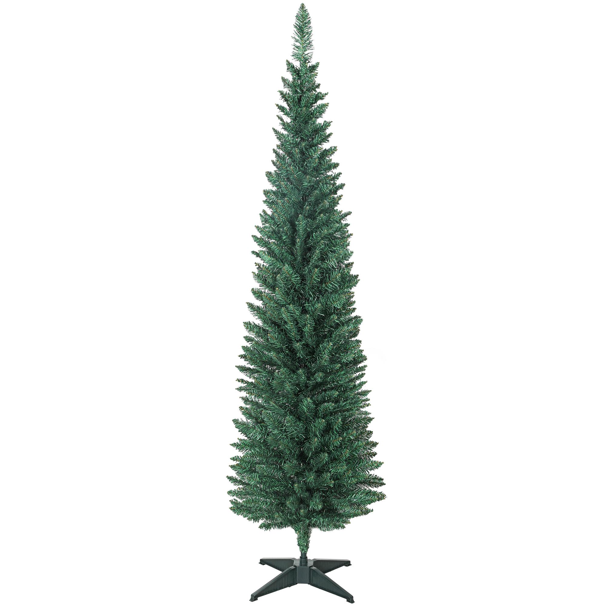 Árvore de Natal Slim 180 cm Árvore de Natal Artificial com 321 Ramos Suporte Metálico Decoração para Interior Verde