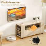 Móvel de TV com Rodas para Televisão até 42 Polegadas com 2 Gavetas Prateleiras Ajustáveis 102x34,5x48,5 cm Madeira