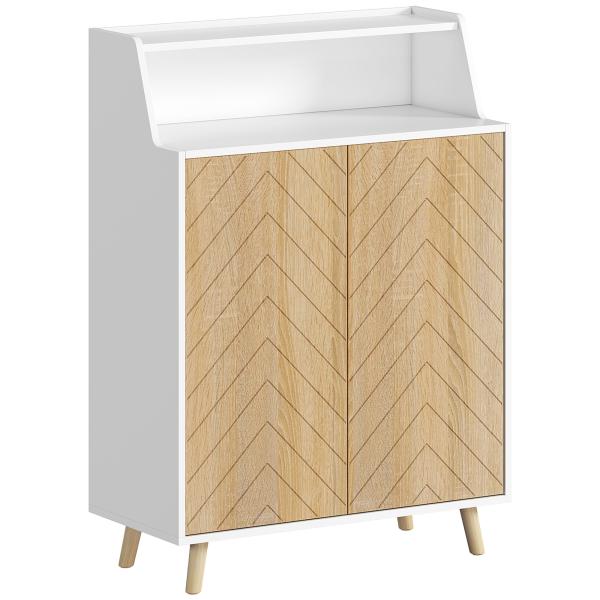 Sapateira para Entrada com Prateleiras Ajustáveis para 15 Pares de Sapatos 75x35x104 cm Branco e Madeira