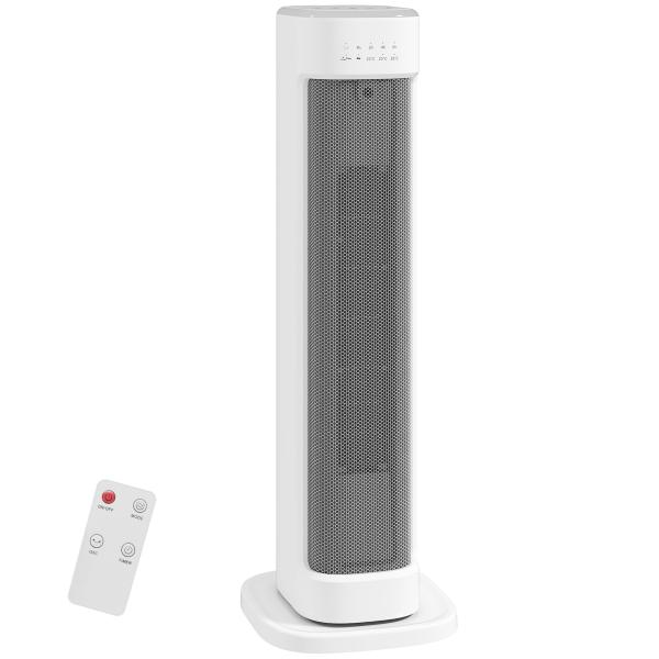 Aquecedor Elétrico de Baixo Consumo 2000W com 3 Modos Termostato Regulável Proteção contra Sobreaquecimento 21x19,7x61 cm Branco