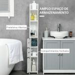 Coluna Casa de Banho com 3 Portas e 3 Prateleiras Abertas Coluna Auxiliar Estilo Moderno 15x17x120cm Branco