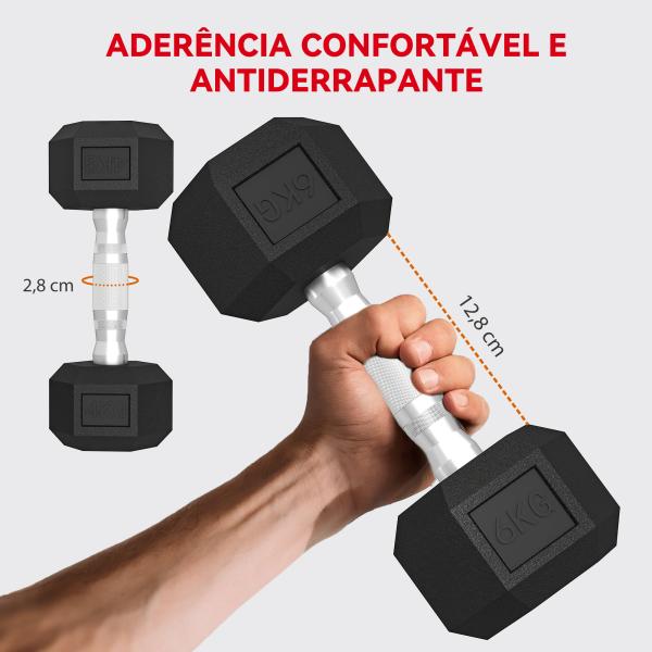 Conjunto de Halteres 2x4kg 2x6kg 2x8kg com Suporte de Armazenamento para Exercício e Treino Preto