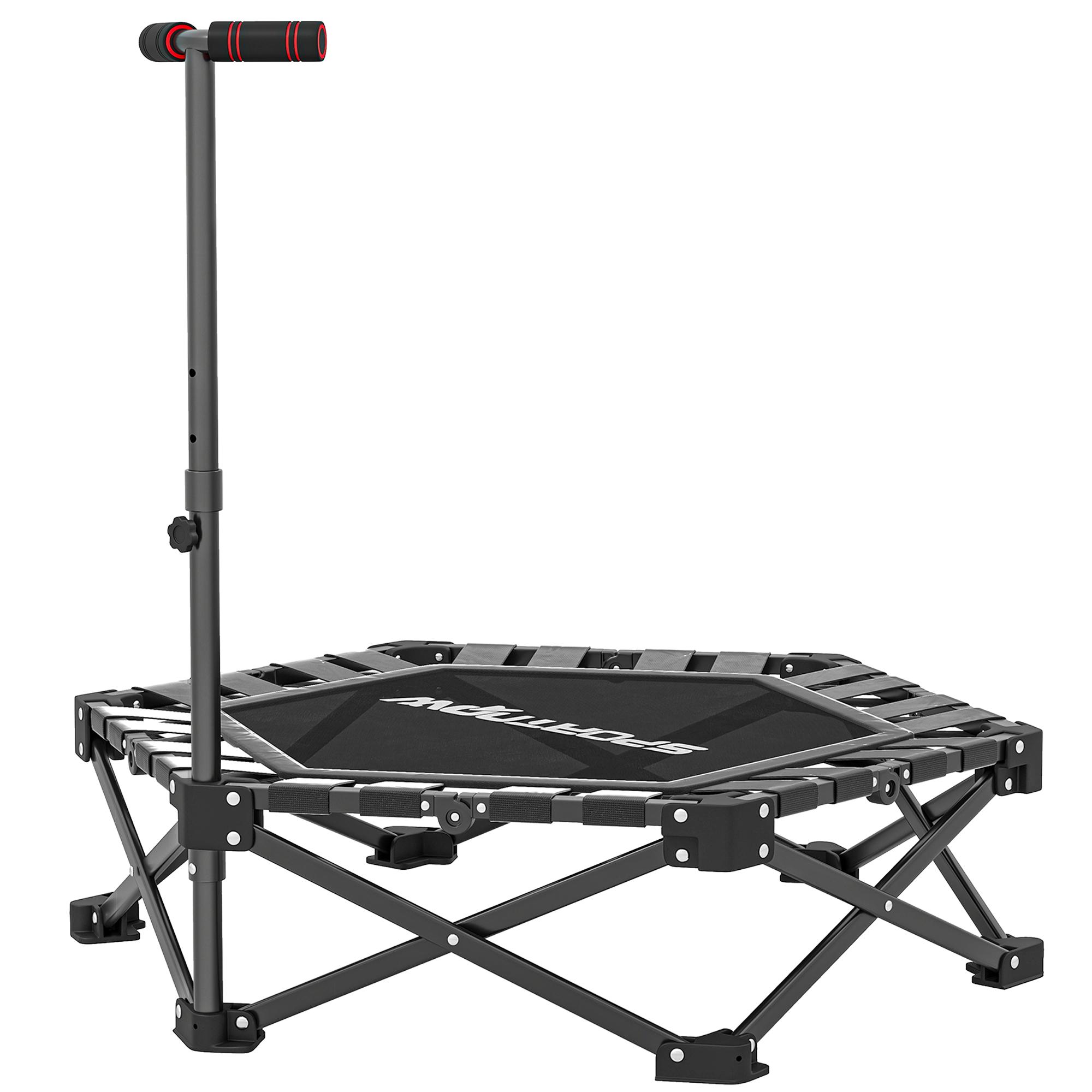 Trampolim de Fitness Dobrável 104 cm com Barra Ajustável em 3 Alturas e Bolsa de Transporte Preto