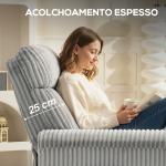 Poltrona Relax Reclinável Manual Estofada em Veludo com Apoio para Pés 73x86x100 cm Cinzento