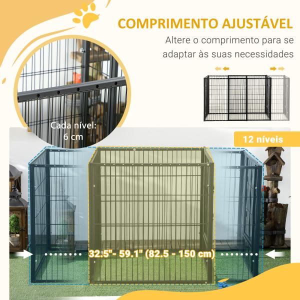 Parque para Cães de 6 Painéis com Largura Ajustável e Estrutura de Aço 82,5 - 150x79x81 cm Preto