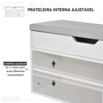 Sapateira com Assento Acolchoado Carga máxima de 120kg MDF 80x30x43cm Branco