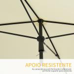 Chapéu de Sol Retangular de Jardim 198x130x240cm Chapéu de Sol de Alumínio com Função de Inclinação para Terraço Pátio Exterior Creme