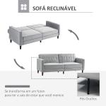 Sofá de 2 Lugares Convertível em Cama de Estofado Aveludado com Encosto Ajustável para Sala 189x80,5x78,5 cm Cinza Claro