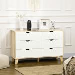 Cómoda com 6 Gavetas e Pés Elevados Cómoda para Dormitório Estilo Moderno Anti - Tombo 120x40x76cm Madeira e Branco