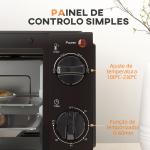 Mini Forno Elétrico 9L com Temperatura Ajustável até 230°C Temporizador 60 min e Bandeja para Assar 35x24,6x20 cm Preto