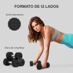 Set de 2 Halteres Dodecagonais 2 x 8 kg em Metal Revestido a Borracha para Treino em Casa e Ginásio Preto