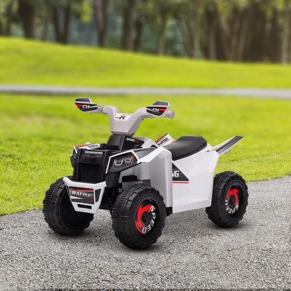 Quadriciclo Elétrico para Crianças Veículo Elétrico a Bateria de 6V com Velocidade de 2,5 km/h 70x41,5x48,5 cm Branco