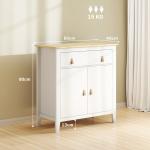 Aparador Sala de Estar Moderno com Gaveta Prateleira Ajustável e Puxadores em PU 80x40x90 cm Branco e Madeira