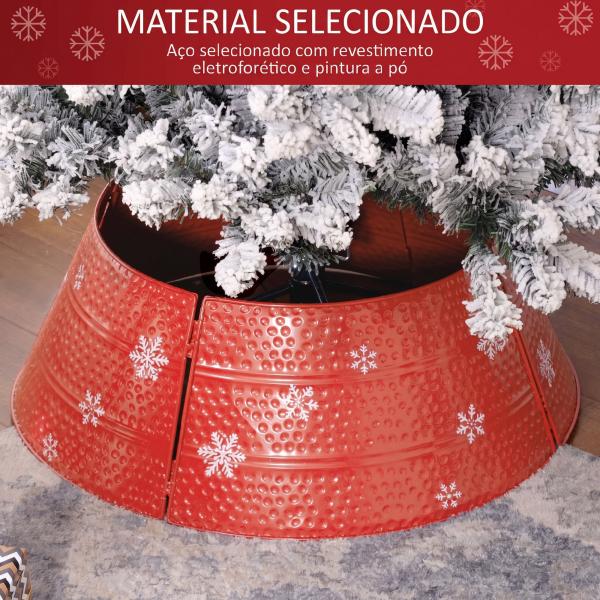 Saia Metálica Impermeável para Árvore de Natal 66x66x23 cm Vermelho