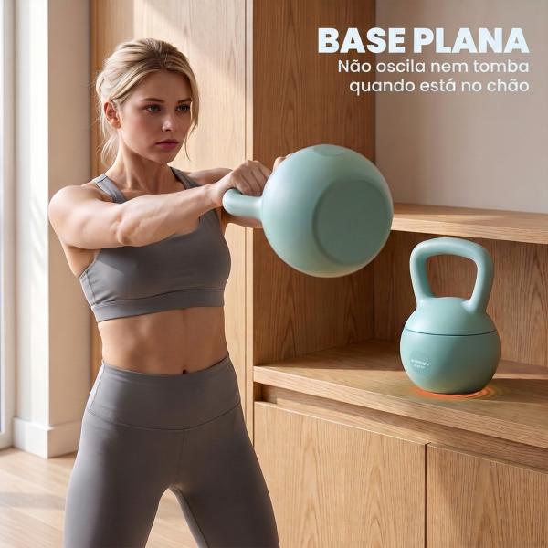 Kettlebell de 6 kg Pesa Russa Preenchida de Areia Metálica e Alça Antiderrapante para Treino em Casa Ginásio 19x19x28 cm Verde