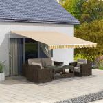 Toldo Manual Retrátil 350x250 cm com Manivela de Metal Impermeável e Anti - UV para Jardim Terraço Janelas Cinza e Amarelo